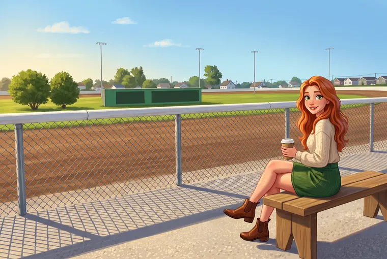 A woman on a bench by the Summerside Raceway track